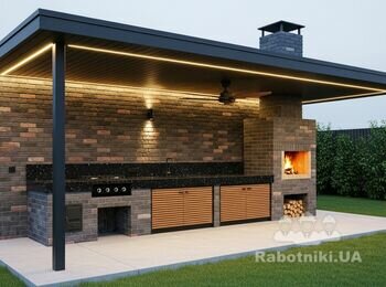 Будівництво мангальної зони з клінкерної цегли під ключ (фундамент гот