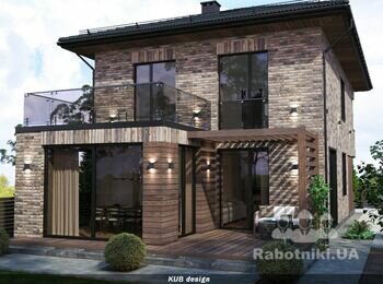 Утеплення фасаду будинку пінополістирол з клінкер пліткою - 220м2