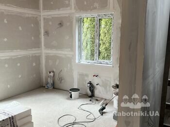 Шпаклівка стін по г/к