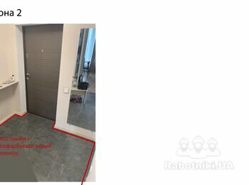 Зашити дверний проєм гіпсокартоном, пофарбувати стіну, монтаж плінту