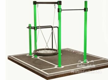 Установить турник, брусья и качелю на улице...