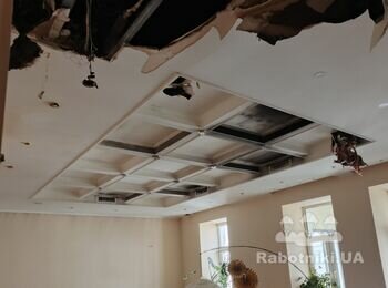 Демонтаж гіпсокартонної стелі 120м кв.