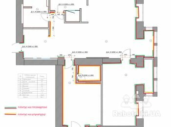 Монтаж алюмінієвого плінтусу прихованого монтажу в 3К квартирі 65 м.п.
