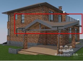 Монтаж даху тераси, будівництво крильця та навісу