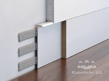 Стяжка, установка прояиля плинтуса скрытого монтажа