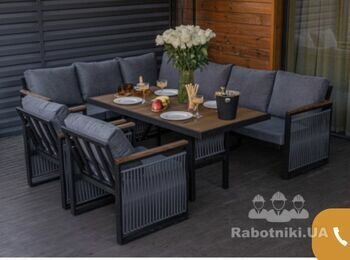 Зробити садові меблі по розміру. Кутовий диван + стіл + стільці