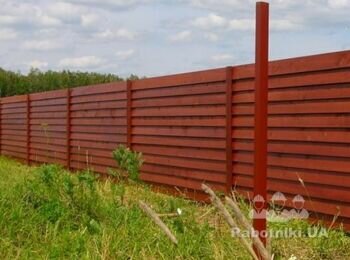 Деревянный забор + ленточный фундамент