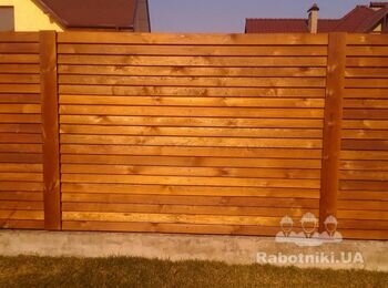 Деревянный забор + ленточный фундамент