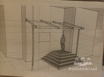 Монаж навісу над сходами будинку