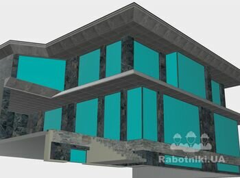 Вентилируемый фасад: каркрас, утепелние, керамогранит 260м2+450м.п.