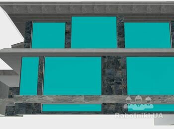 Вентилируемый фасад: каркрас, утепелние, керамогранит 260м2+450м.п.