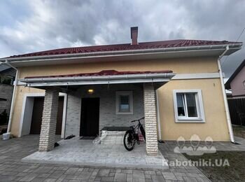 Фасадні роботи, гнучка плитка, 150м2, фарбування 70м.п