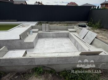 Укладка 50кв терассной доски на стены и потолок