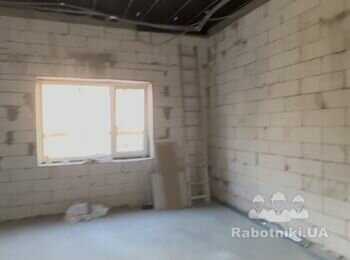 Штукатурка гіпсова 70м2 по газоблоку , можливо в ручну , Подмості є