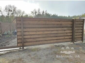 Откатные ворота с калиткой