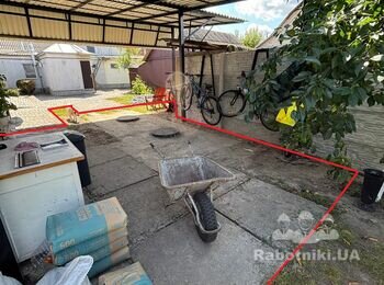 Укладання гранітної бруківки 10*10*5см, площа приблизно 50 кв.м