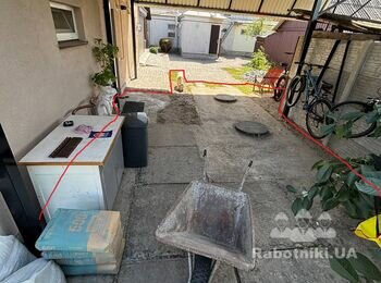 Укладання гранітної бруківки 10*10*5см, площа приблизно 50 кв.м