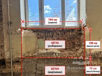 Розібрати стіну та вирізати бетон