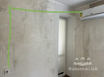 Штроблення, проводка 6 м. Встановлення розетки під кондиціонер