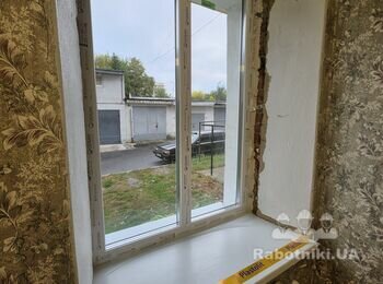 Влаштування відкосів із гіпсокартону та монтаж підвіконь (5 вікон) під