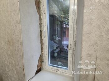 Влаштування відкосів із гіпсокартону та монтаж підвіконь (5 вікон) під