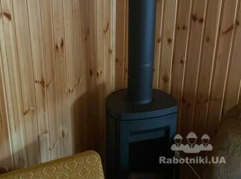 Установка чугунной печки и подключения дімохода к ней