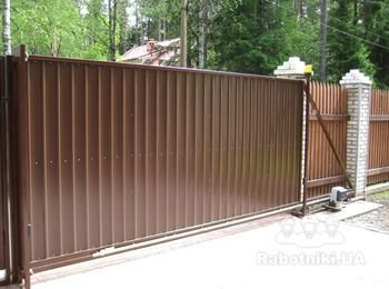 Ворота и калитка из профнастила, изготовление и монтаж