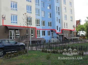 Монтаж короба на фасад + 4-ре прожектора