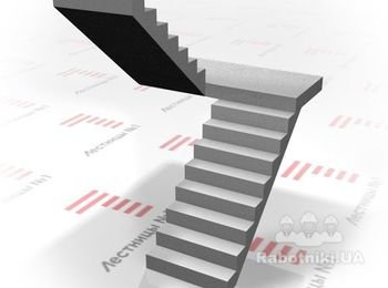 Бетонная двухмаршевая лестница с площадкой
