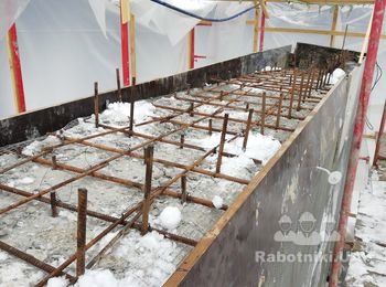 Заливка бетона с миксера