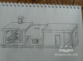 Комплекс барбекю с навесом, сараем и дровянником