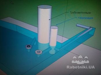 Проложить канализацию, штробление, проход плиты перекрытия