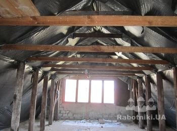Обшивка мансарды внутри ОSB плитой = 150 кв.м.