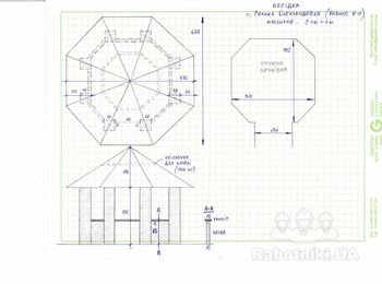 Беседка (облицовочный кирпич, металл, керамо-черепица,