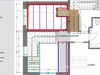 Установка двух каркасов лестницы