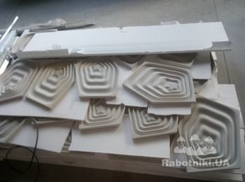 Укдалка гипсовых 3Д панелей на стену из гипсокартона