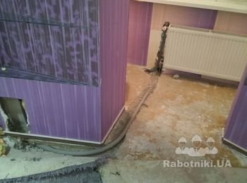 Восстановление части пола (после замени труб) и гипсокартона