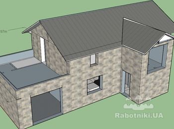 Двухскатная крыша двухэтажного дома из металлочерепицы