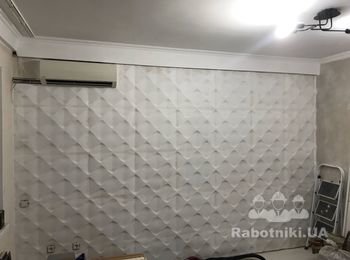 Покраска стены безвоздушным способом (краскопультом)