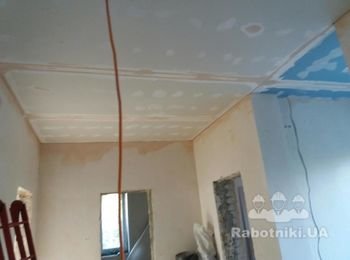 Шпаклевка стен и потолка, подготовка под покраску.