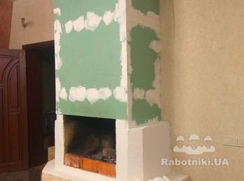 Шпаклёвка, штукатурка камина до шести кв/м