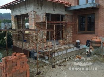 Облицовка пристройки к дому