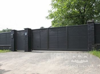 Изготовление, монтаж забора-жалюзи, откатных ворот, калитки.