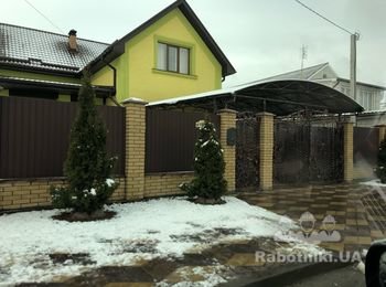Забор из кирпича и проф настила под ключ