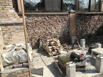 Кровля крыши беседки и установка 9 столбов