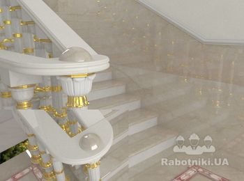 Лестница из мрамора, ступени, подступенки, плинтус