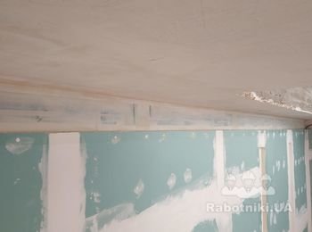 Шпаклевка стен под обои 300м, потолки 70м