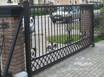 Откатные ворота и забор
