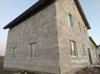 Оштукатуривание фасада с сеткой (135м)