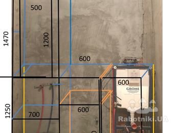 Укладка плитки в ванної и туалете, гипсокартонные работы